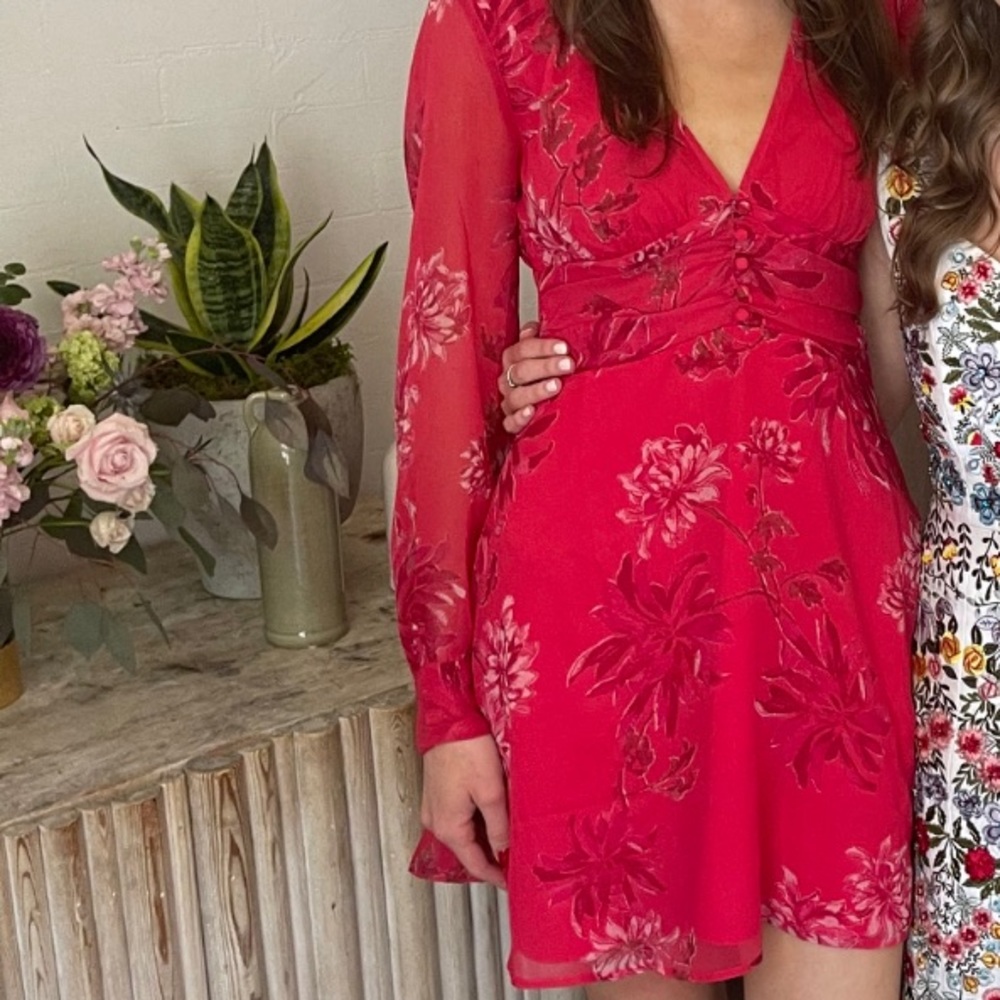 Leith Floral Red Dress - Like New/Worn Once - Size Small